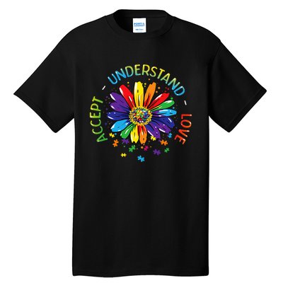 Autism Awareness Accept Understand Love Rainbow ASD Flower Tall T-Shirt