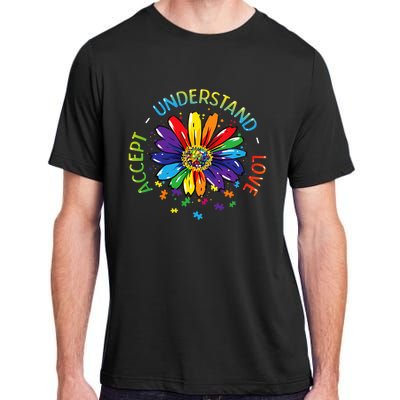 Autism Awareness Accept Understand Love Rainbow ASD Flower Adult ChromaSoft Performance T-Shirt