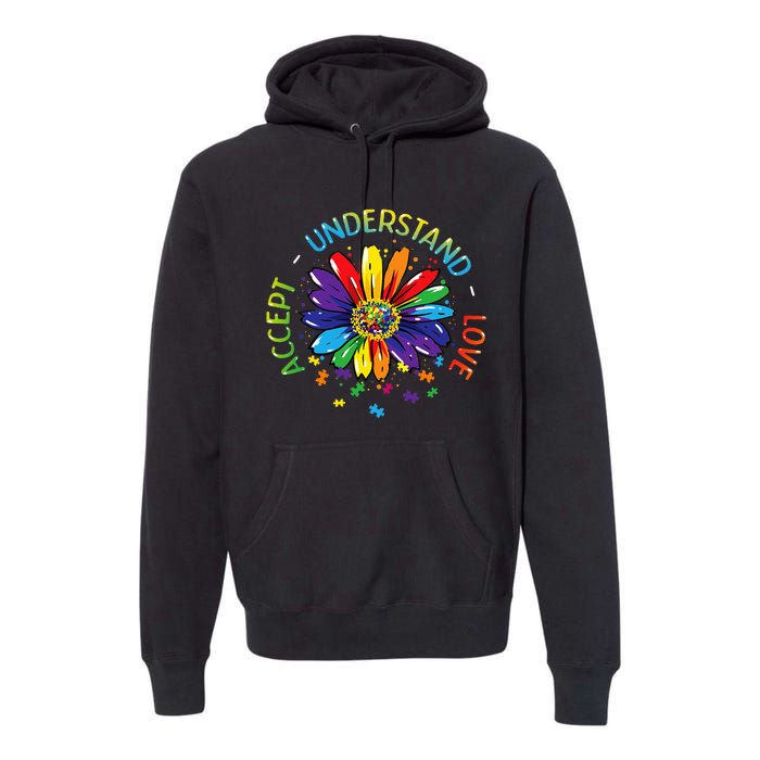 Autism Awareness Accept Understand Love Rainbow ASD Flower Premium Hoodie