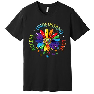 Autism Awareness Accept Understand Love Rainbow ASD Flower Premium T-Shirt