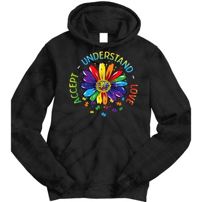 Autism Awareness Accept Understand Love Rainbow ASD Flower Tie Dye Hoodie