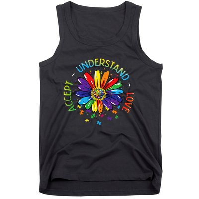 Autism Awareness Accept Understand Love Rainbow ASD Flower Tank Top