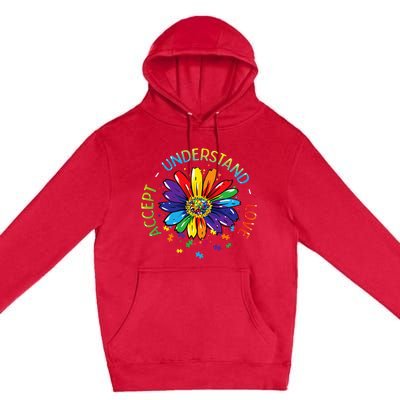 Autism Awareness Accept Understand Love Rainbow ASD Flower Premium Pullover Hoodie