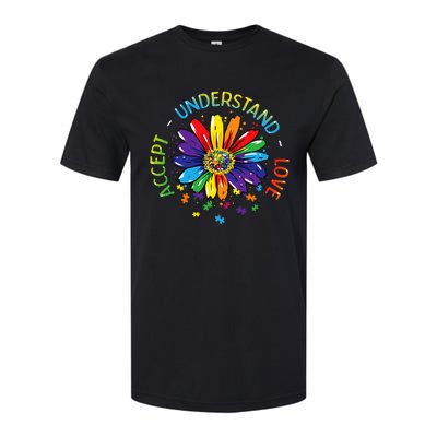 Autism Awareness Accept Understand Love Rainbow ASD Flower Softstyle CVC T-Shirt