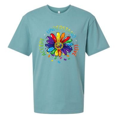 Autism Awareness Accept Understand Love Rainbow ASD Flower Sueded Cloud Jersey T-Shirt