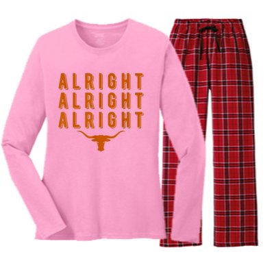 Alright, Alright, Alright Texas Shirt Texas Pride State USA Women's Long Sleeve Flannel Pajama Set 