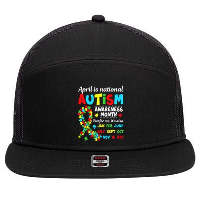Autism Awareness - April is National Autism Awareness Month 7 Panel Mesh Trucker Snapback Hat