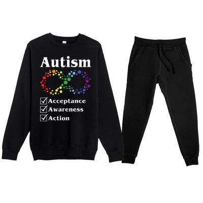 Autism Acceptance Awareness Action Premium Crewneck Sweatsuit Set