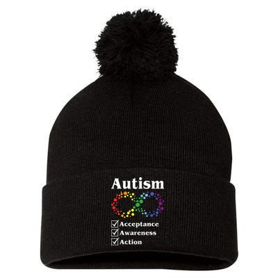 Autism Acceptance Awareness Action Pom Pom 12in Knit Beanie