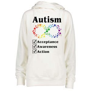 Autism Acceptance Awareness Action Womens Funnel Neck Pullover Hood