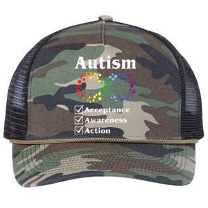 Autism Acceptance Awareness Action Retro Rope Trucker Hat Cap