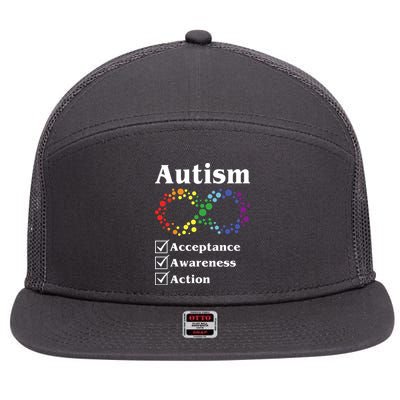 Autism Acceptance Awareness Action 7 Panel Mesh Trucker Snapback Hat