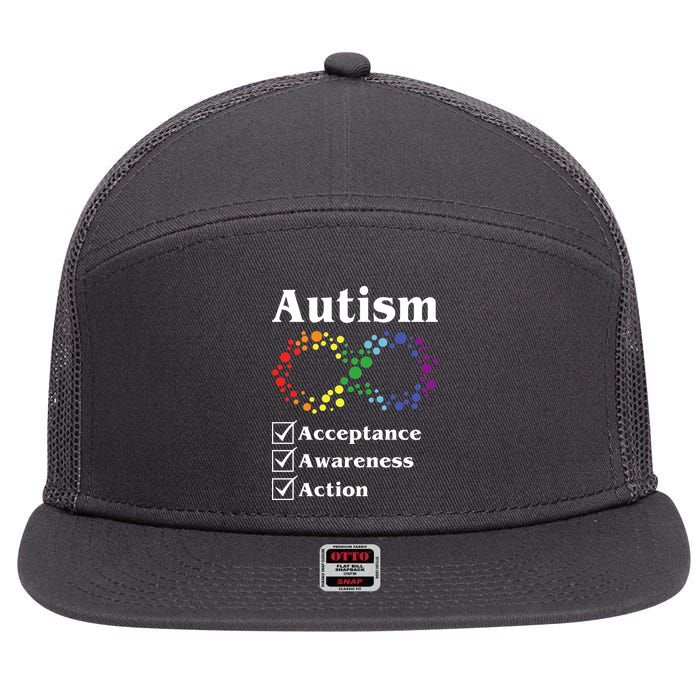 Autism Acceptance Awareness Action 7 Panel Mesh Trucker Snapback Hat
