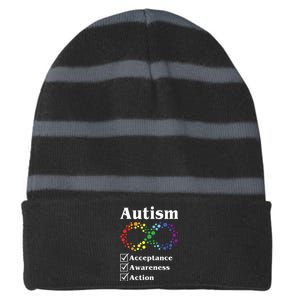 Autism Acceptance Awareness Action Striped Beanie with Solid Band