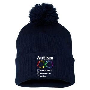 Autism Acceptance Awareness Action Pom Pom 12in Knit Beanie