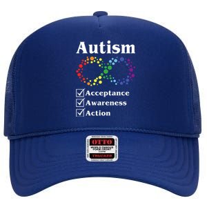 Autism Acceptance Awareness Action High Crown Mesh Back Trucker Hat