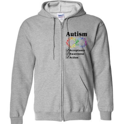 Autism Acceptance Awareness Action Full Zip Hoodie