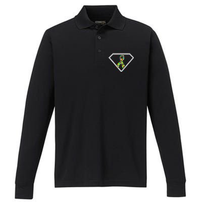 Autism Awareness Autism Superhero Performance Long Sleeve Polo