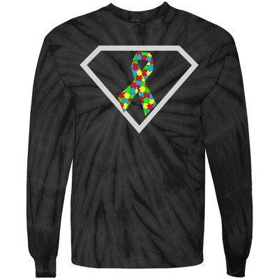 Autism Awareness Autism Superhero Tie-Dye Long Sleeve Shirt