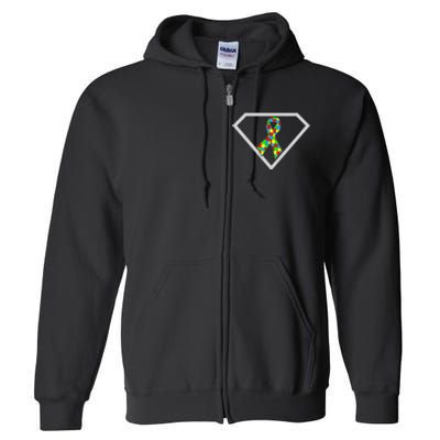 Autism Awareness Autism Superhero Full Zip Hoodie