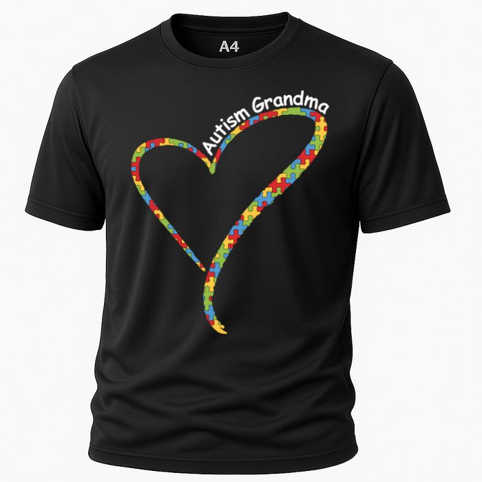 Autism Awareness Autism Grandma Heart Cooling Performance Crew T-Shirt