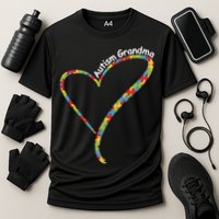 Autism Awareness Autism Grandma Heart Cooling Performance Crew T-Shirt