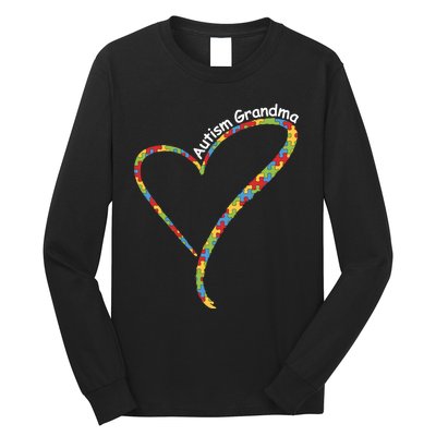 Autism Awareness Autism Grandma Heart Long Sleeve Shirt