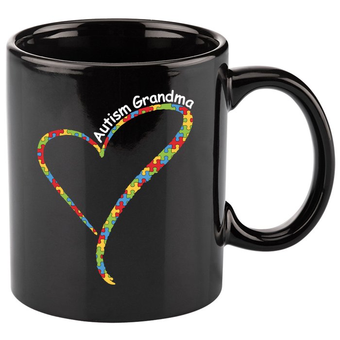 Autism Awareness Autism Grandma Heart 11oz C Handle Ceramic Mug