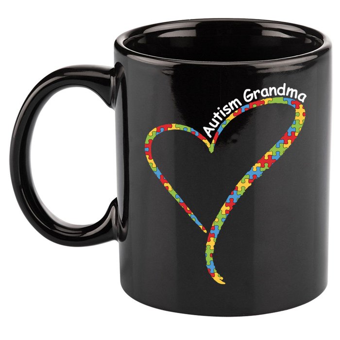 Autism Awareness Autism Grandma Heart 11oz C Handle Ceramic Mug