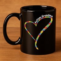Autism Awareness Autism Grandma Heart 11oz C Handle Ceramic Mug