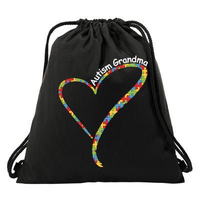 Autism Awareness Autism Grandma Heart Drawstring Bag