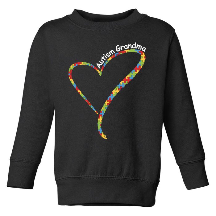 Autism Awareness Autism Grandma Heart Toddler Sweatshirt