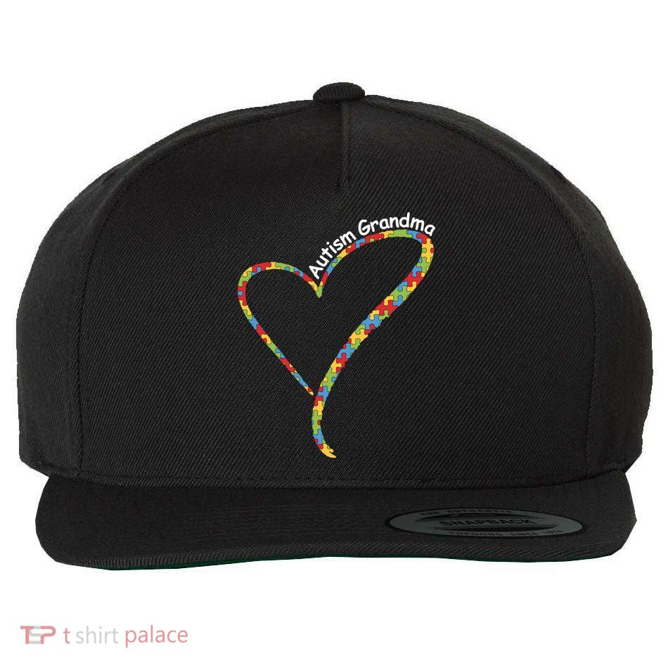 Autism Awareness Autism Grandma Heart Wool Snapback Cap