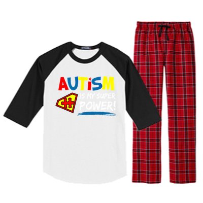 Autism Awareness Autism Is My Super Power Superhero Gift Raglan Sleeve Pajama Set