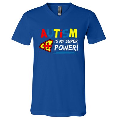 Autism Awareness Autism Is My Super Power Superhero Gift V-Neck T-Shirt