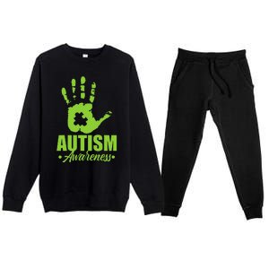 Autism Awareness Autistic Support Unique ASD Heart Gift Premium Crewneck Sweatsuit Set