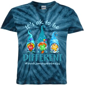 Autism Awareness Acceptance Wo Its Ok To Be Different Kids Tie-Dye T-Shirt