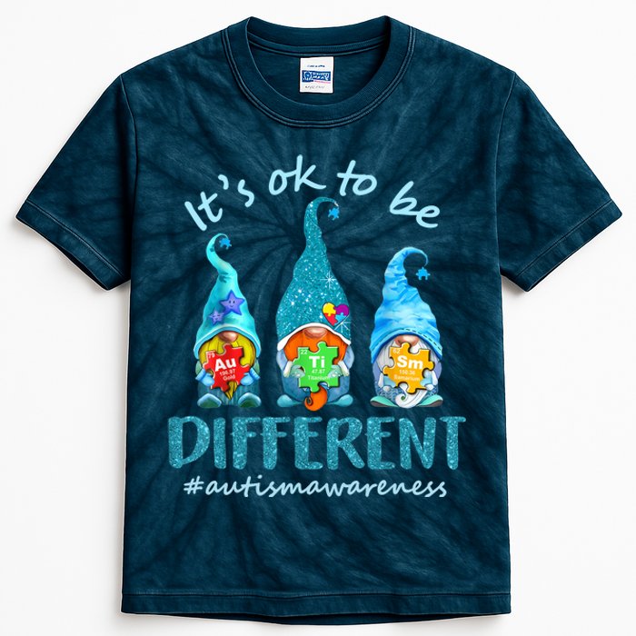 Autism Awareness Acceptance Wo Its Ok To Be Different Kids Tie-Dye T-Shirt