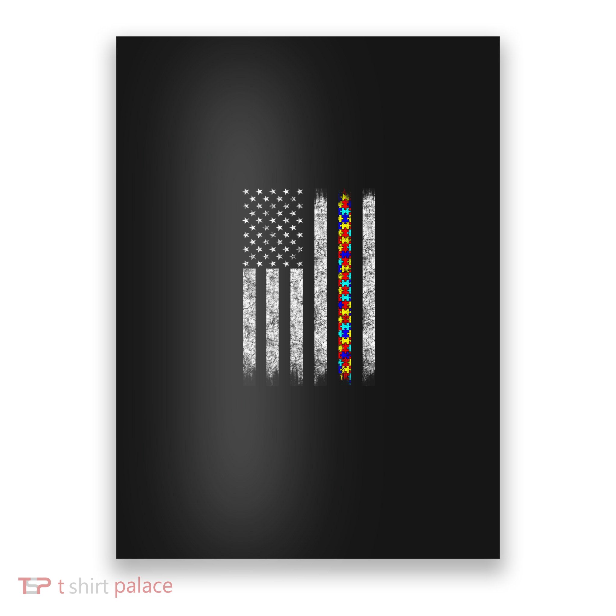 Autism Awareness American Flag Pullover Hoodie Poster