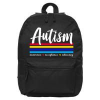 Autism Awareness Acceptance Advocacy 16 in Basic Backpack