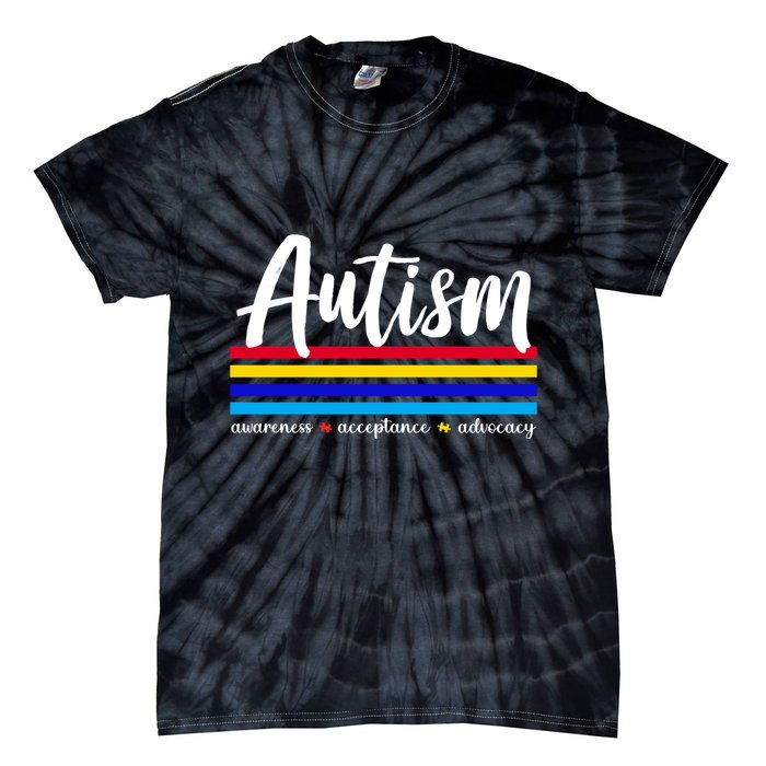 Autism Awareness Acceptance Advocacy Tie-Dye T-Shirt