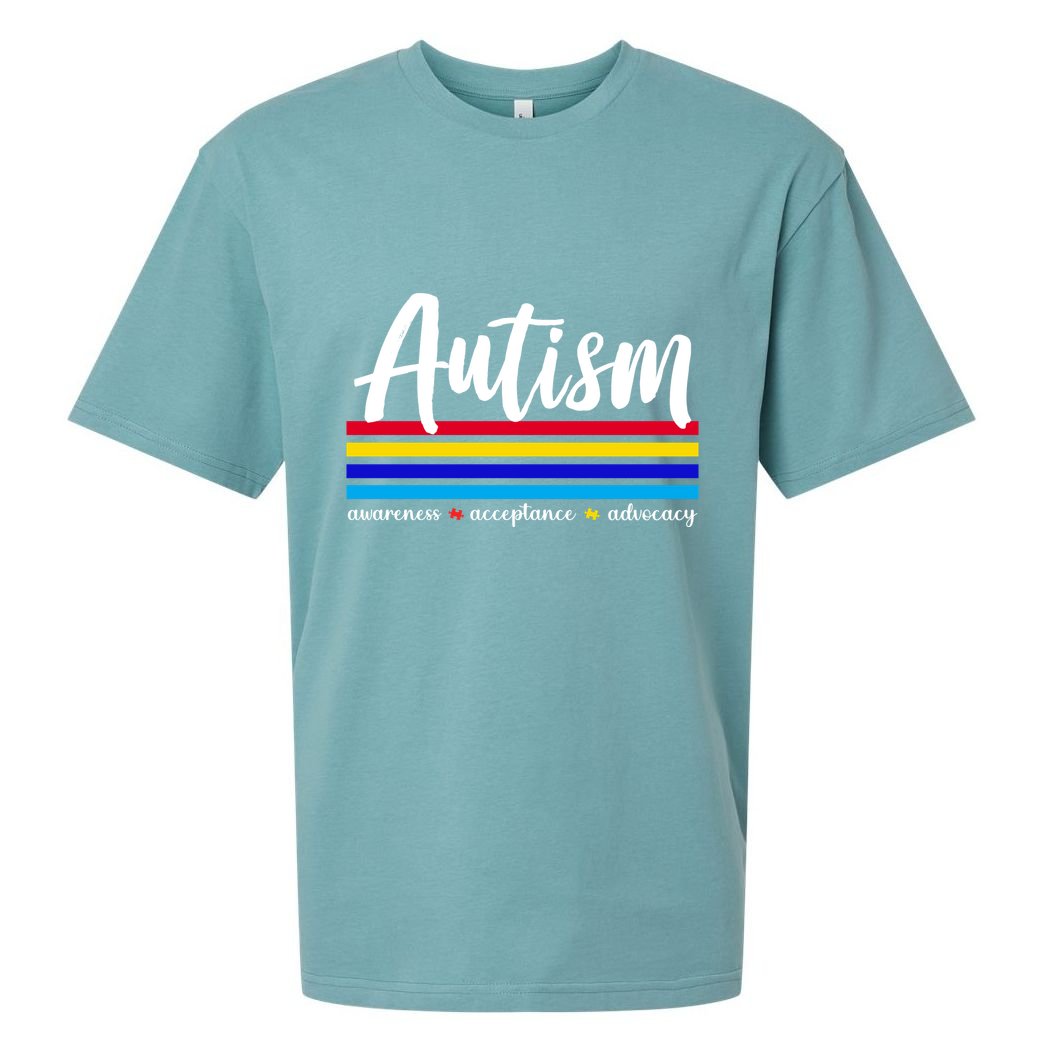Autism Awareness Acceptance Advocacy Sueded Cloud Jersey T-Shirt
