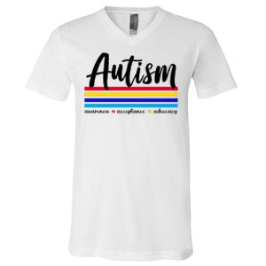 Autism Awareness Acceptance Advocacy V-Neck T-Shirt