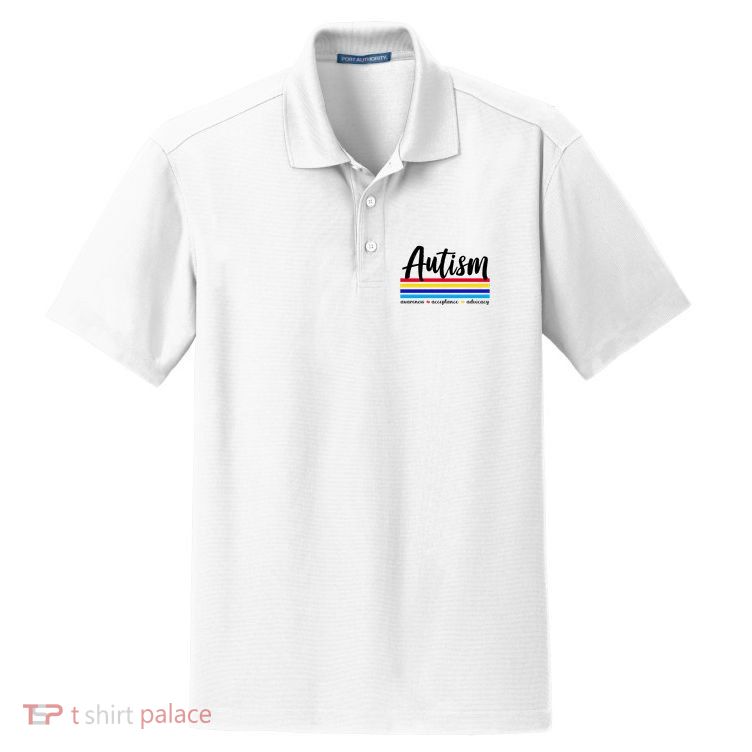 Autism Awareness Acceptance Advocacy Dry Zone Grid Polo