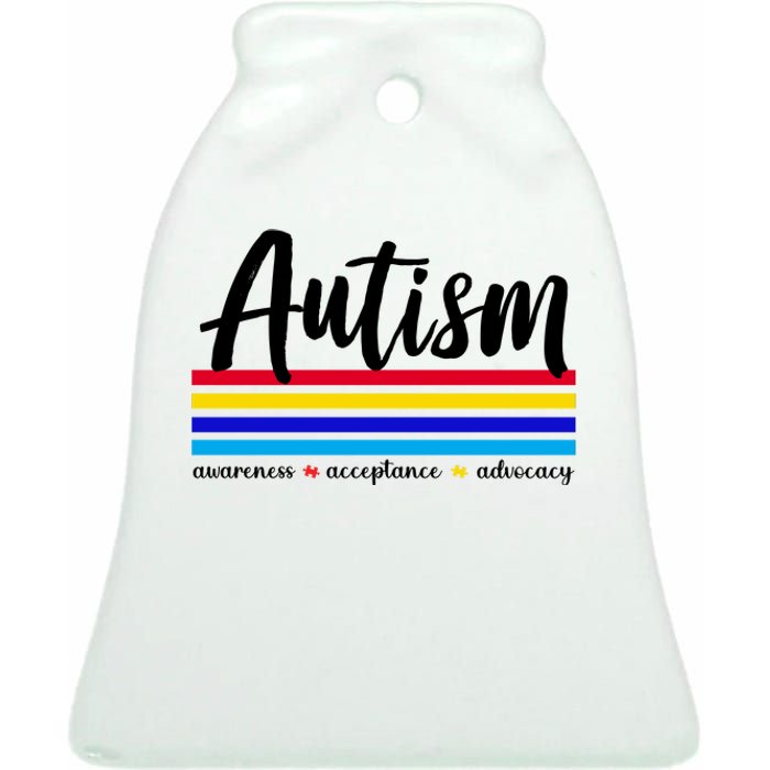 Autism Awareness Acceptance Advocacy Ceramic Bell Ornament