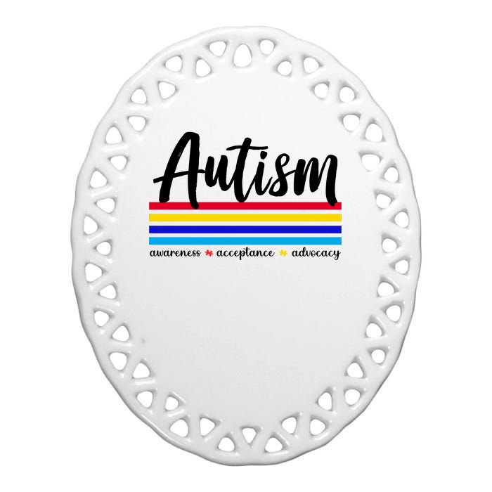 Autism Awareness Acceptance Advocacy Ceramic Oval Ornament