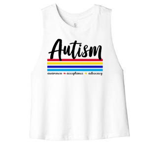 Autism Awareness Acceptance Advocacy Women's Racerback Cropped Tank