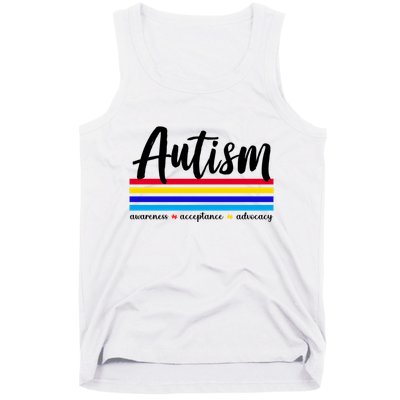 Autism Awareness Acceptance Advocacy Tank Top