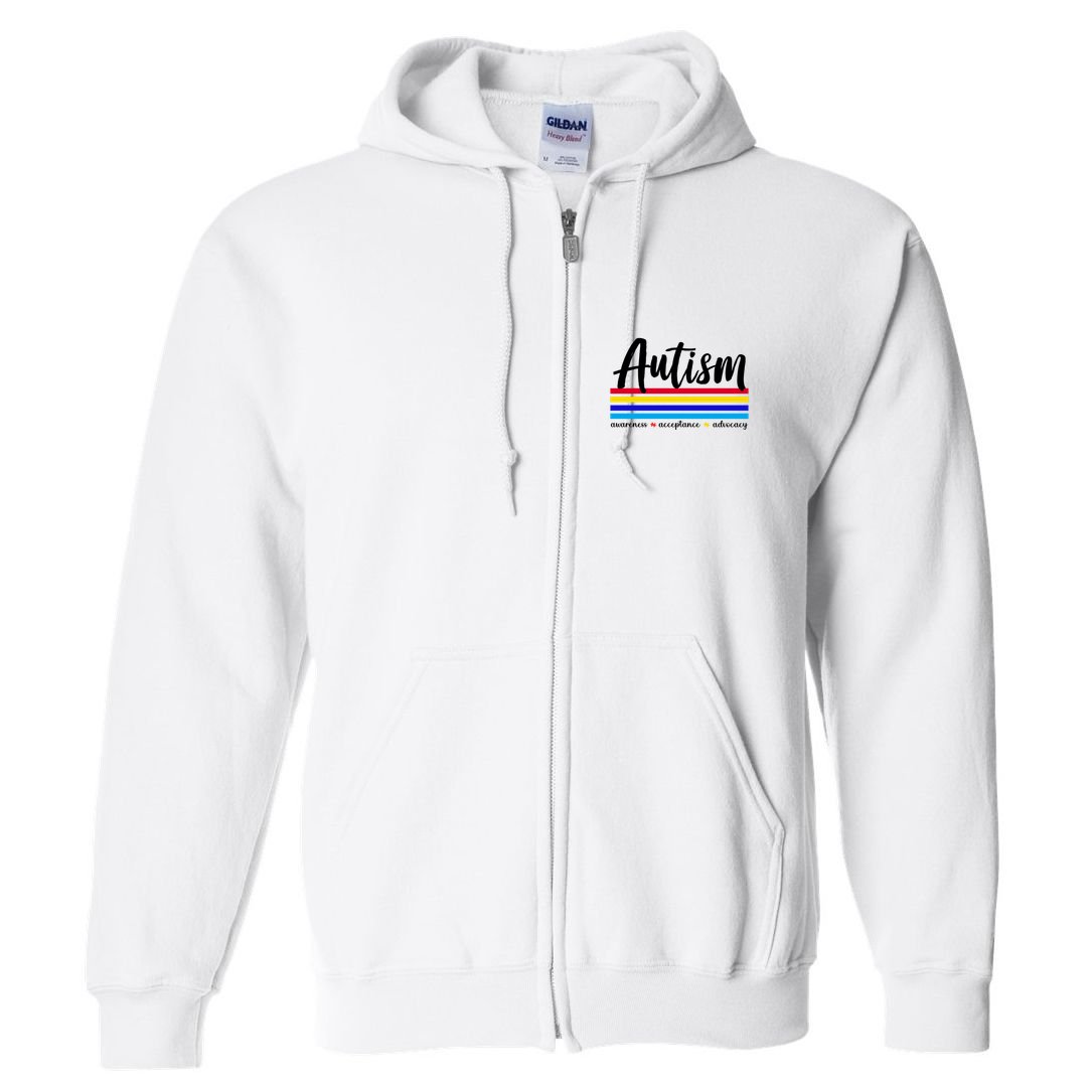 Autism Awareness Acceptance Advocacy Full Zip Hoodie