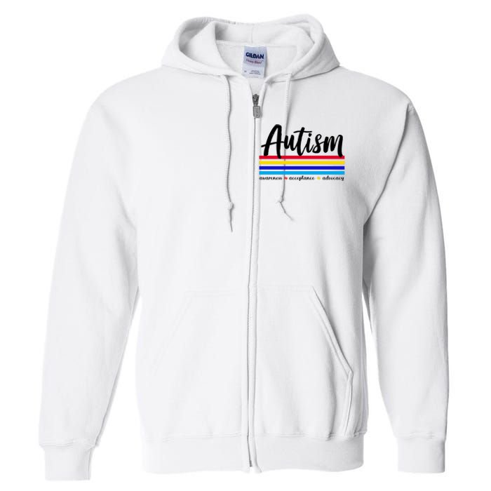 Autism Awareness Acceptance Advocacy Full Zip Hoodie